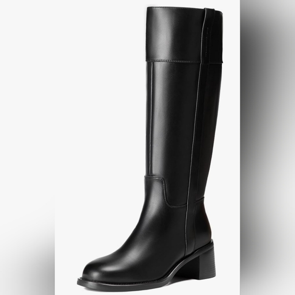 Knee High Boots Women Round Toe Chunky Block Heeled Boots Side Zipper - Picture 1 of 10